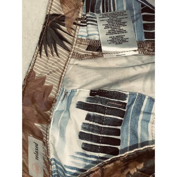 25P Chino by Anthropologie Tropical Bird Pants Dress Stripe Tan Relaxed Stretch - Picture 10 of 16